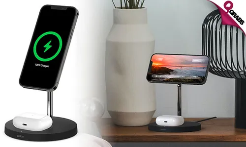 Belkin 2-in-1: 15W Fast Charging Wireless Stand with MagSafe Support!